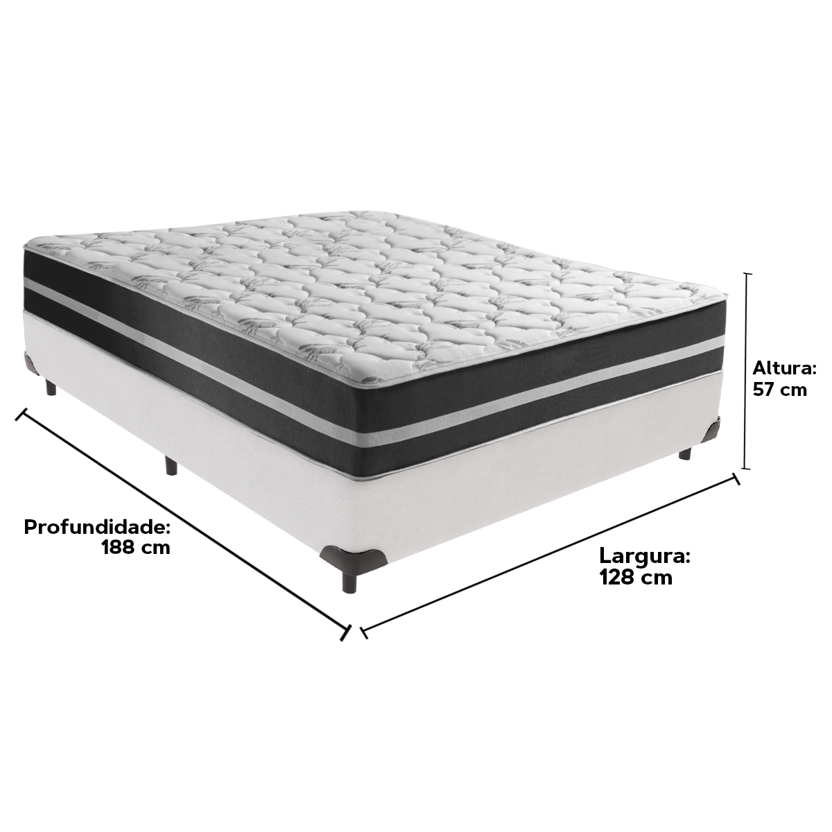 Cama + Box Viúva Branca Classic Black Molas Ensacadas 128x188 ...