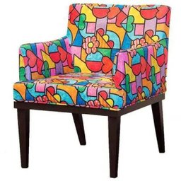 Poltrona Decorativa para Sala de Estar e Recepção Beatriz Suede Estampado - Lyam Decor - 1