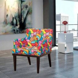 Poltrona Decorativa para Sala de Estar e Recepção Beatriz Suede Estampado - Lyam Decor - 5