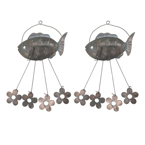 Sino Dos Ventos Peixe Flores Kit 2 Unidades Decoraçao Varanda Enfeite Quintal Jardim Ambiente Extern