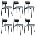 Ver imagem 1 de Cadeira de Jantar Estofada Kit 6 Nyka M25 Linho Cinza Cl/preto - Mpozenato
