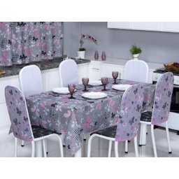 Toalha de Mesa 8 Cadeiras 2,50 X 1,40 Mesa Posta Cozinha Sala de Jantar Oxford Estampada:borboleta C - 1
