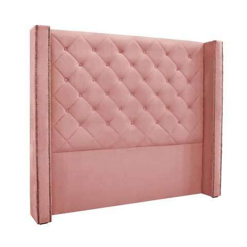 Cabeceira Cama Box Solteiro 90cm e Recamier Vicenza Veludo Rosa S04 - D'Rossi