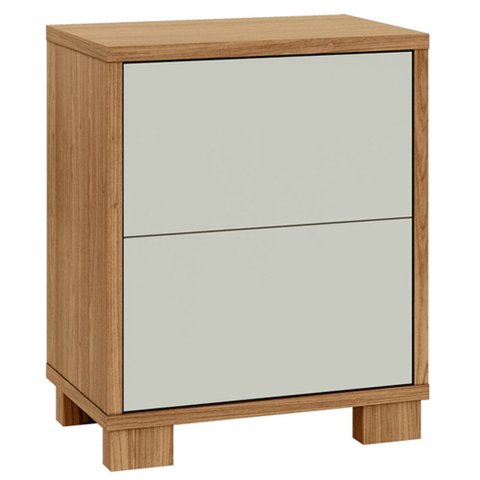 Mesa de Cabeceira 2 Gavetas 54cm Click D03 Freijó Off White - Lyam Decor