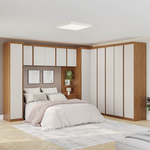 Guarda-Roupa Modulado 8 Peças 12 Portas Arani CabeCasa MadeiraOriginals Marrom/Cinamomo/Offwhite