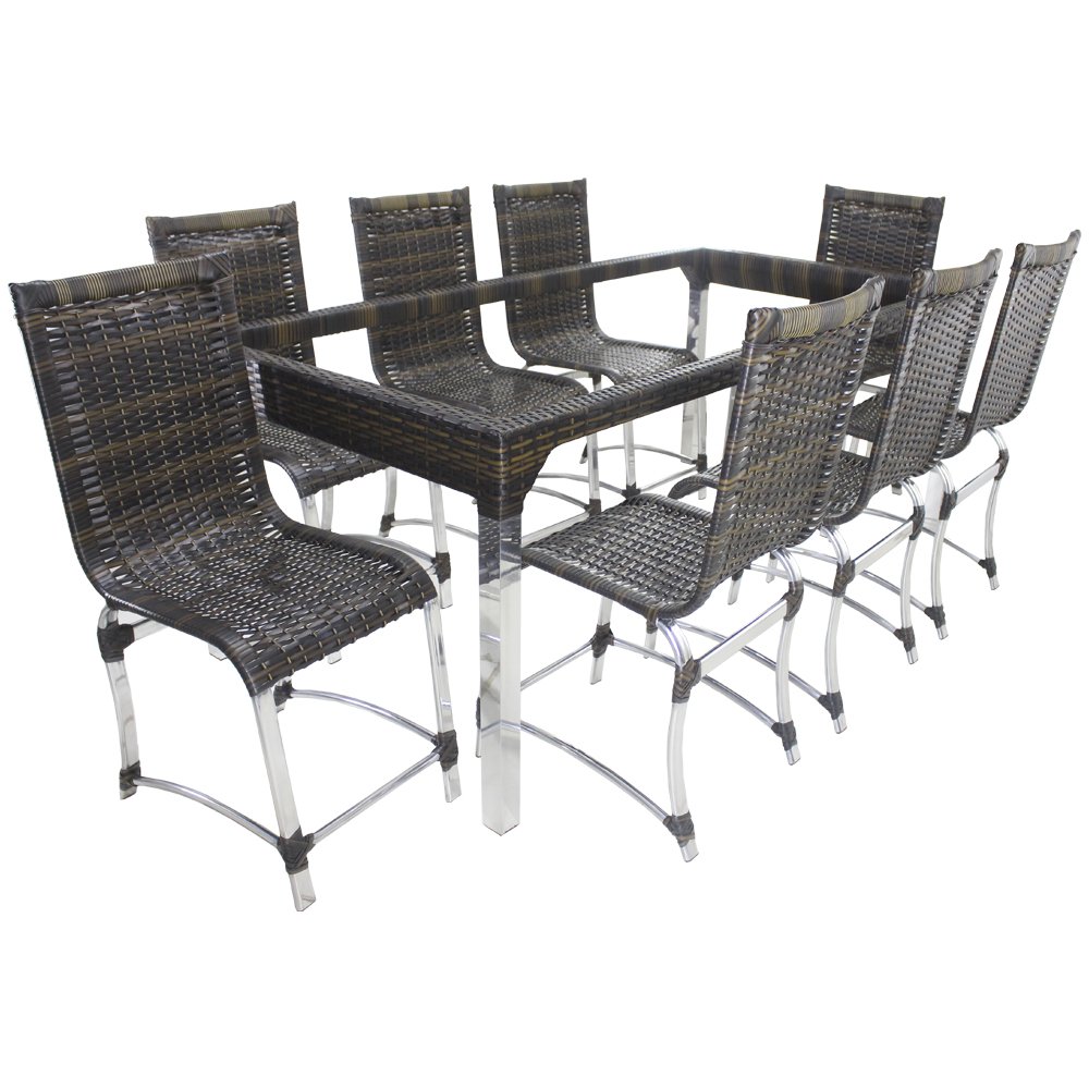 Conjunto de 8 Cadeiras e Mesa de Jantar Haiti em Alumínio para Cozinha, Edícula - Pedra Ferro - 1