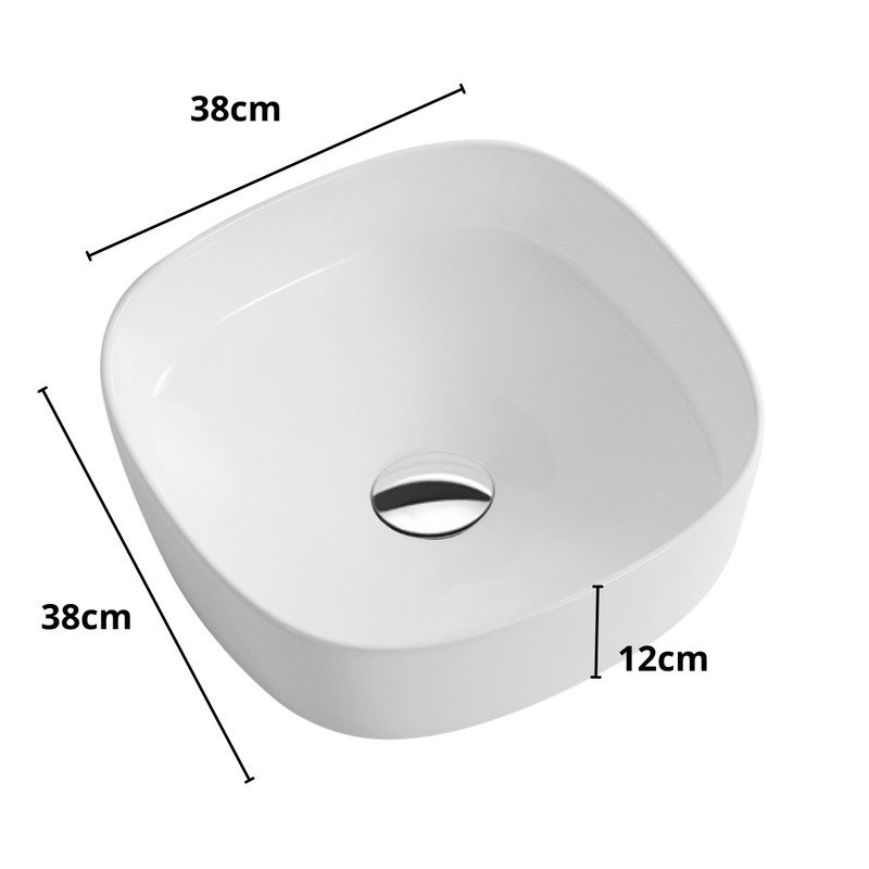 Cuba Ceramica Lavabo de Sobrepor com Valvula Click, 37x37cm Mx203 Cor:branco - 5