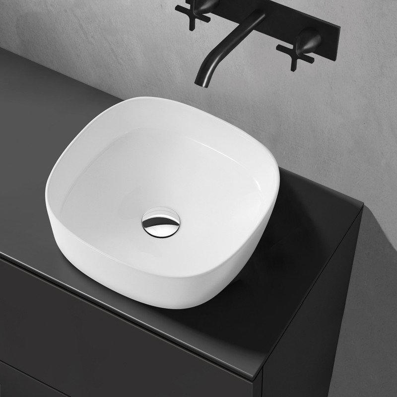 Cuba Ceramica Lavabo de Sobrepor com Valvula Click, 37x37cm Mx203 Cor:branco - 4