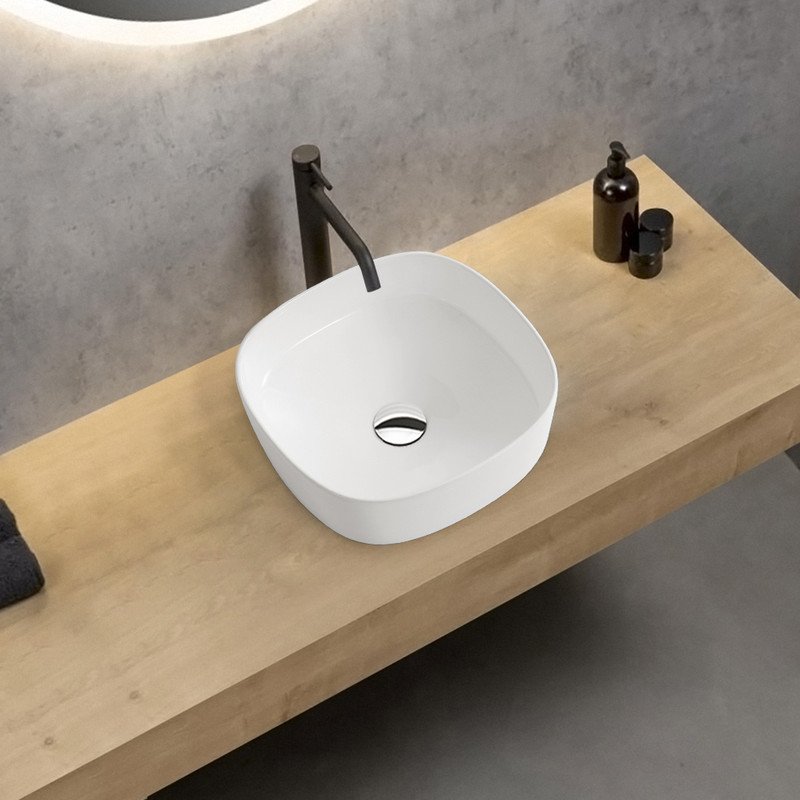 Cuba Ceramica Lavabo de Sobrepor com Valvula Click, 37x37cm Mx203 Cor:branco - 3
