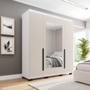 Ver imagem 1 de Roupeiro Solteiro Madri 4 Portas com Espelho 161x214cm Creme/Branco 250828