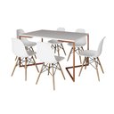Ver imagem 2 de Mesa Jantar Industrial Retangular Branca 137x90cm Base V Cobre com 6 Cadeiras Eames Eiffel Brancas M