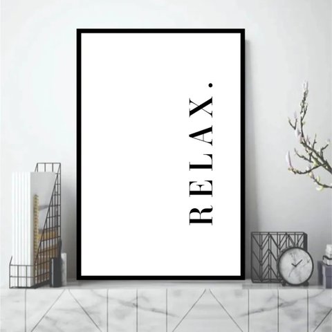 Quadro Minimalista Relax 24x18cm - com Vidro:moldura Branca
