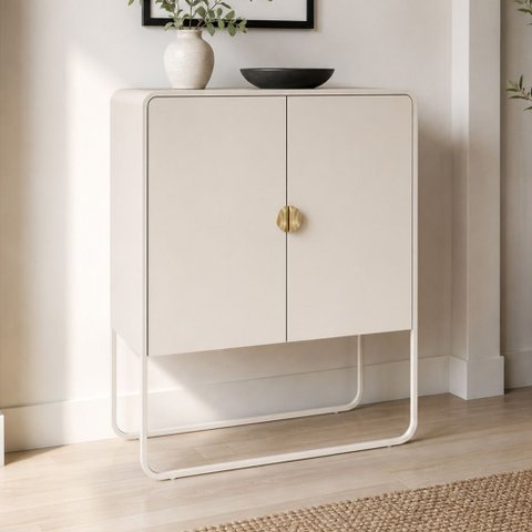 Aparador Buffet para Sala de Jantar Industrial Orgânico 90cm Alek A03 Off White - Lyam Decor