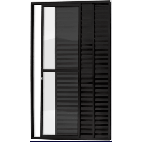 Porta de Aluminio Balcão 3 Folhas com Fechadura Linha Premium:2,10 X 1,50/preto