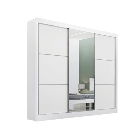Guarda Roupa Cristal Casal 3 Portas 6 Gavetas com Pés D Doro Branco