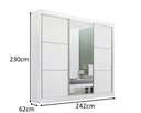 Ver imagem 3 de Guarda Roupa Cristal Casal 3 Portas 6 Gavetas com Pés D Doro Branco