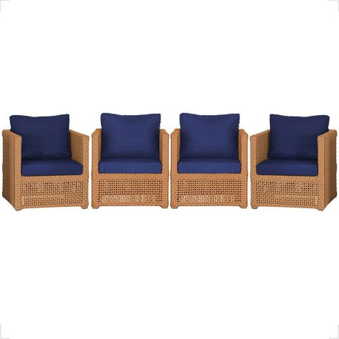4 Poltronas Madri Alumínio Corda Náutica Estofado 10 Trama Original