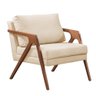 Poltrona Decorativa Amber Base Madeira Suede Nude - 1