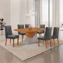 Ver imagem 2 de Mesa de Jantar Aster Yasmin 180 cm Tampo MDF Canto Copo Laminado com 6 Cadeiras Moderna Mobília