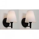 Ver imagem 5 de Kit-2 Arandela Cone Md-2004 Base Preto Cúpula em Tecido 14-14x07cm Branco - Bivolt Tela - Bivolt