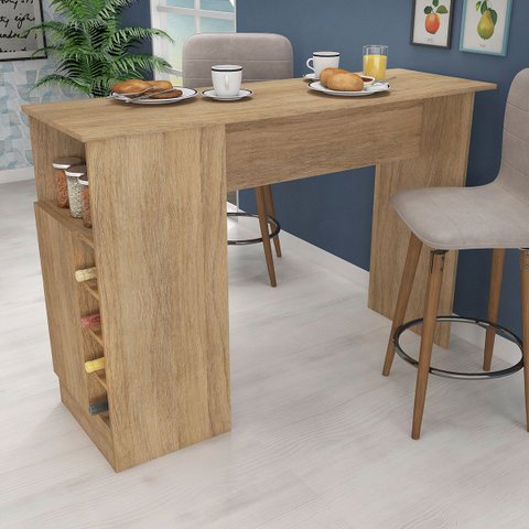 Bancada Gourmet para Cozinha Americana 136 Cm Nicho Adega Mdp Carvalho - Clicklar
