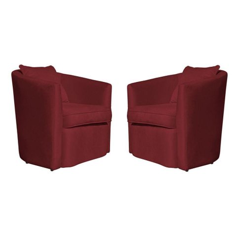 Kit 02 Poltrona Decorativa Recepção Escritório Veludo Alana Cor Vermelho