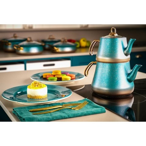 Chaleira & Bule Turco Granito Perfeito / Azul M8207