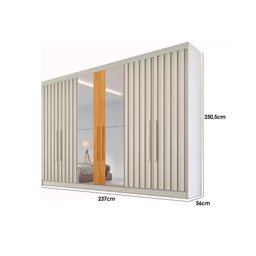 Guarda Roupa Casal Potente C/6 Gavetas e 6 Portas C/ 4 Ripadas C/2 Espelhos Peroba - Europa - 4