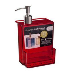 Dispenser Retrô Coza Porta Detergente e Esponja 600ml Vermelho - 2