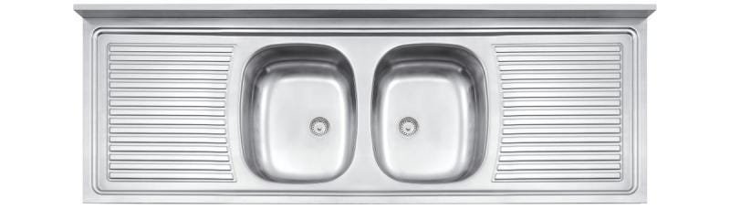 Pia Aço Inox BA 160x55 2CC Perfecta - 1