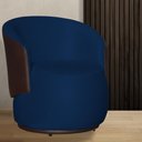 Ver imagem 2 de Poltrona Organica Recepção para Sala Aisha Corano Marrom e Suede Azul Marinho - Incasa Decor