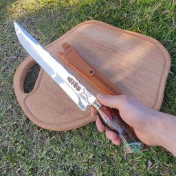 Faca Artesanal 10' Churrasco 3mm Aço Inox 420c cabo Hibrido Heineken Folhas Nype Picanheira - 8