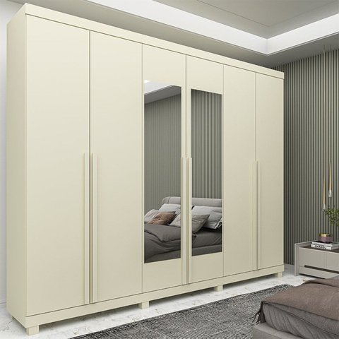 Guarda-Roupa Casal 6 Portas com Espelho com Pés Imperatriz 100% MDF