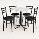 Ver imagem 1 de Conjunto Mesa Preta 70x70cm Tampo Branco com 4 Cadeiras Epoxi