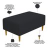 Puff Decorativo Sala de Estar Cléo Pés Palito 90cm Suede Preto - 4