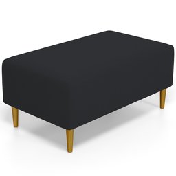 Puff Decorativo Sala de Estar Cléo Pés Palito 90cm Suede Preto - 1