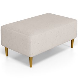 Puff Decorativo Sala de Estar Cléo Pés Palito 90cm Linho Bege - 1