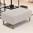Ver imagem 2 de Puff Decorativo Sala de Estar Cléo Pés Palito 90cm Linho Bege