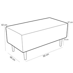 Puff Decorativo Sala de Estar Cléo Pés Palito 90cm Linho Cinza - 5