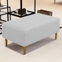 Ver imagem 2 de Puff Decorativo Sala de Estar Cléo Pés Palito 90cm Linho Cinza