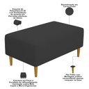 Ver imagem 4 de Puff Decorativo Sala de Estar Cléo Pés Palito 90cm Corino Preto