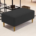 Ver imagem 2 de Puff Decorativo Sala de Estar Cléo Pés Palito 90cm Corino Preto