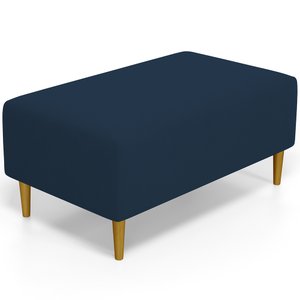 Puff Decorativo Sala de Estar Cléo Pés Palito 90cm Suede Azul Marinho