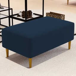 Puff Decorativo Sala de Estar Cléo Pés Palito 90cm Suede Azul Marinho - 2