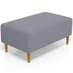 Puff Decorativo Sala de Estar Cléo Pés Palito 90cm Suede Cinza