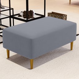 Puff Decorativo Sala de Estar Cléo Pés Palito 90cm Suede Cinza - 2