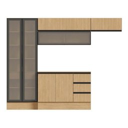 Cozinha Modulada 5 Peças 3 Aéreos 1 Balcão 1 Cristaleira Nara Cabecasa Madeiramadeira - 3