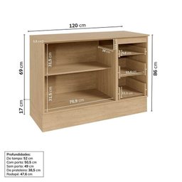 Cozinha Modulada 5 Peças 3 Aéreos 1 Balcão 1 Cristaleira Nara Cabecasa Madeiramadeira - 10