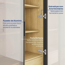 Cozinha Modulada 5 Peças 3 Aéreos 1 Balcão 1 Cristaleira Nara Cabecasa Madeiramadeira - 15