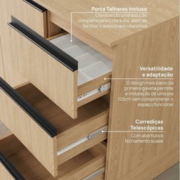 Cozinha Modulada 5 Peças 3 Aéreos 1 Balcão 1 Cristaleira Nara Cabecasa Madeiramadeira - 12